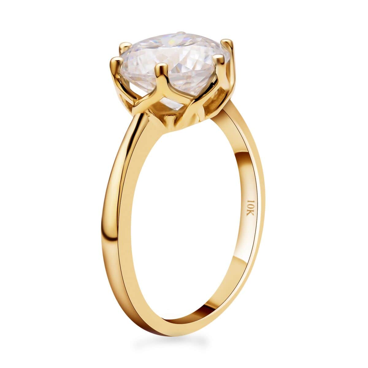 LUXORO 10K Yellow Gold Portuguese Cut 161 Facet Moissanite VS-EF Solitaire Ring 2.75 Grams 3.85 ctw image number 3