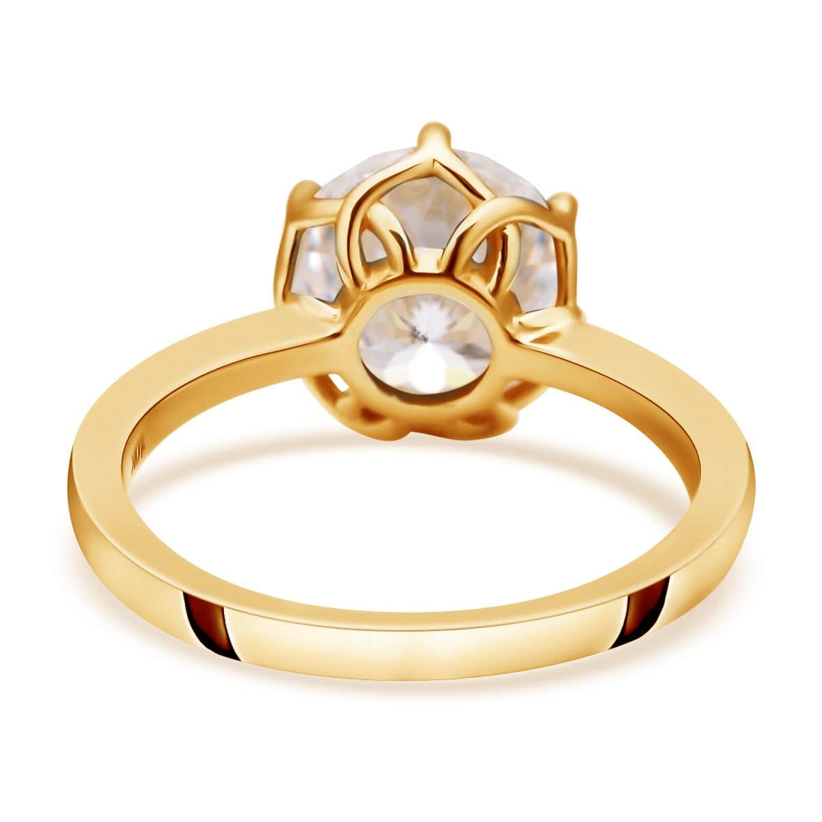 LUXORO 10K Yellow Gold Portuguese Cut 161 Facet Moissanite VS-EF Solitaire Ring 2.75 Grams 3.85 ctw image number 4