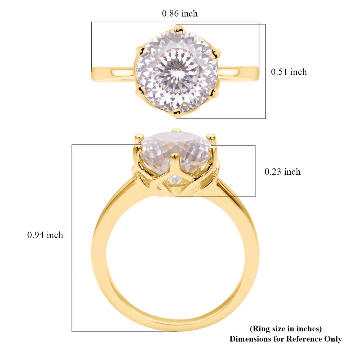 LUXORO 10K Yellow Gold Portuguese Cut 161 Facet Moissanite VS-EF Solitaire Ring 2.75 Grams 3.85 ctw image number 5