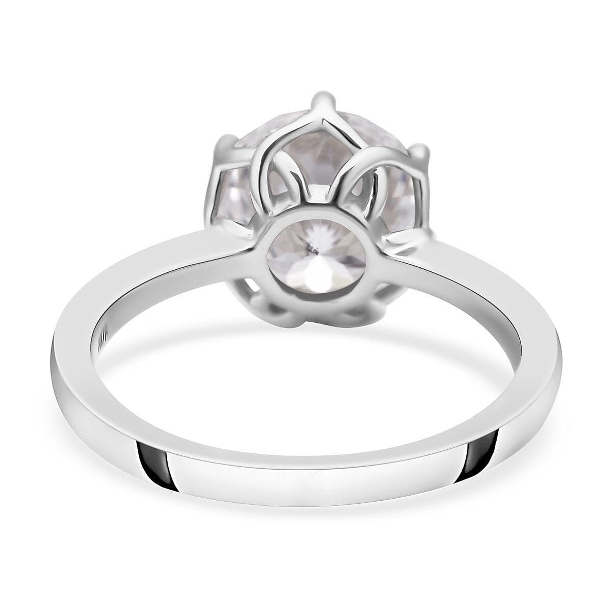 Luxoro 10K White Gold Portuguese Cut 161 Facet Moissanite Solitaire Ring (Size 6.0) 2.75 Grams 3.85 ctw image number 4