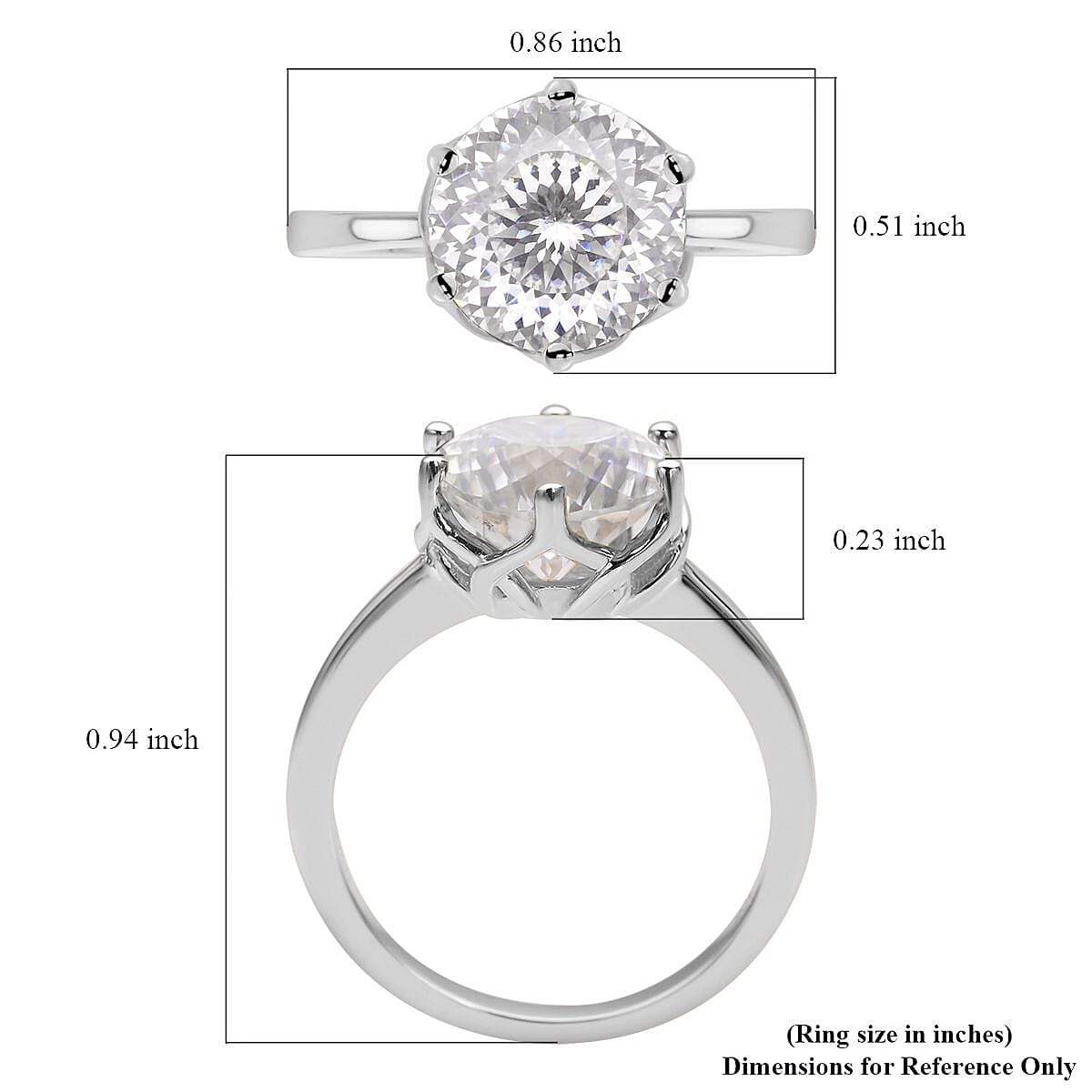 Luxoro 10K White Gold Portuguese Cut 161 Facet Moissanite Solitaire Ring (Size 6.0) 2.75 Grams 3.85 ctw image number 5