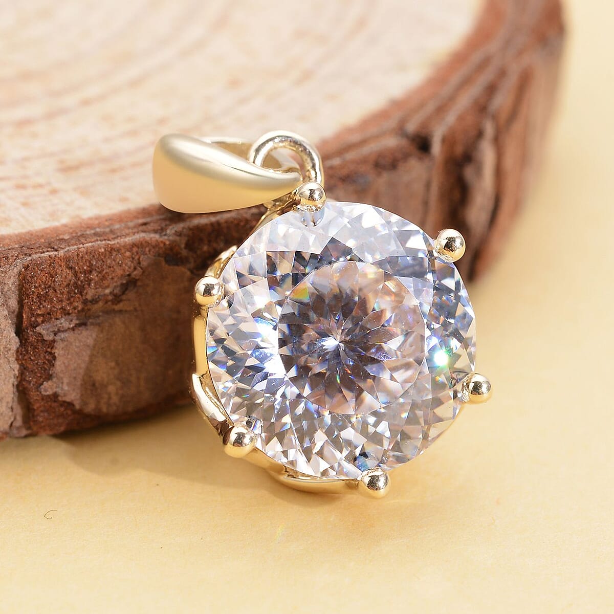 LUXORO 10K White Gold Portuguese Cut 161 Facet Moissanite VS-EF Solitaire Pendant 3.85 ctw image number 1