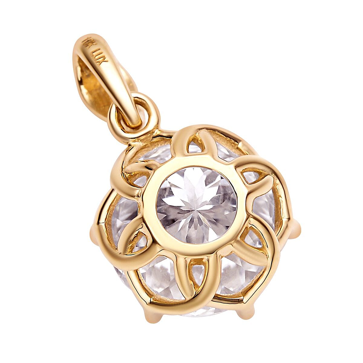 LUXORO 10K White Gold Portuguese Cut 161 Facet Moissanite VS-EF Solitaire Pendant 3.85 ctw image number 3