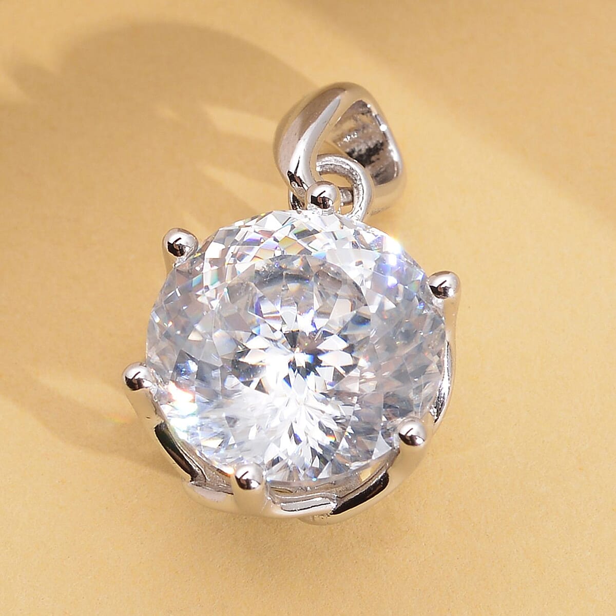 Luxoro 10K White Gold Portuguese Cut 161 Facet Moissanite Solitaire Pendant 3.85 ctw image number 1