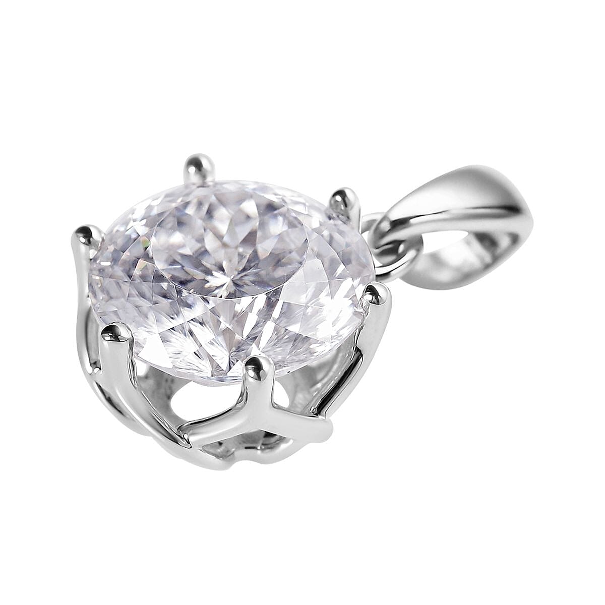 Luxoro 10K White Gold Portuguese Cut 161 Facet Moissanite Solitaire Pendant 3.85 ctw image number 2