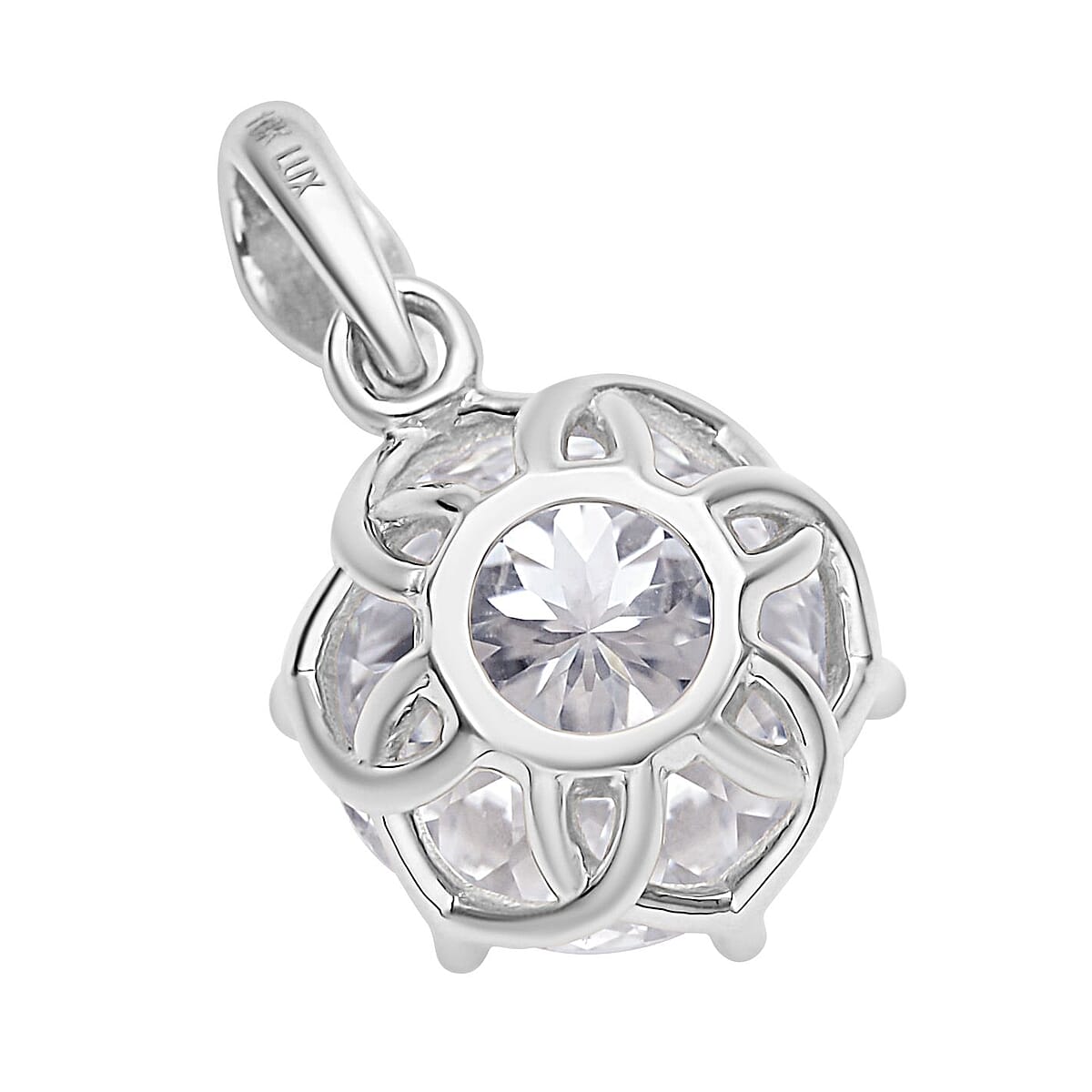 Luxoro 10K White Gold Portuguese Cut 161 Facet Moissanite Solitaire Pendant 3.85 ctw image number 3