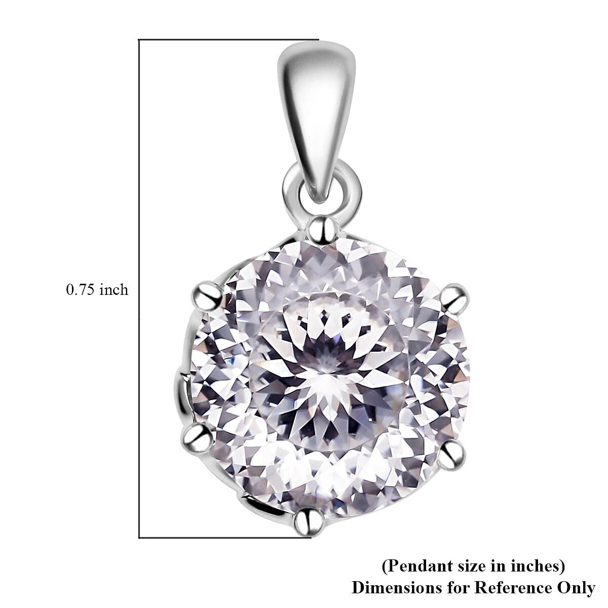 Luxoro 10K White Gold Portuguese Cut 161 Facet Moissanite Solitaire Pendant 3.85 ctw image number 4