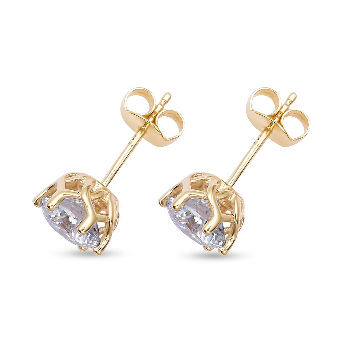 LUXORO 10K White Gold Portuguese Cut 161 Facet Moissanite VS-EF Stud Earrings 2.15 ctw image number 3