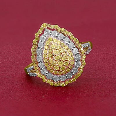 Luxoro 10K Yellow Gold I2-I3 Natural Yellow and White Diamond Ring (Size 10.0) 1.00 ctw