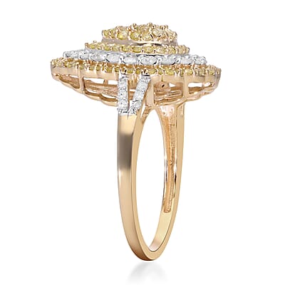 Luxoro 10K Yellow Gold I2-I3 Natural Yellow and White Diamond Ring (Size 10.0) 1.00 ctw