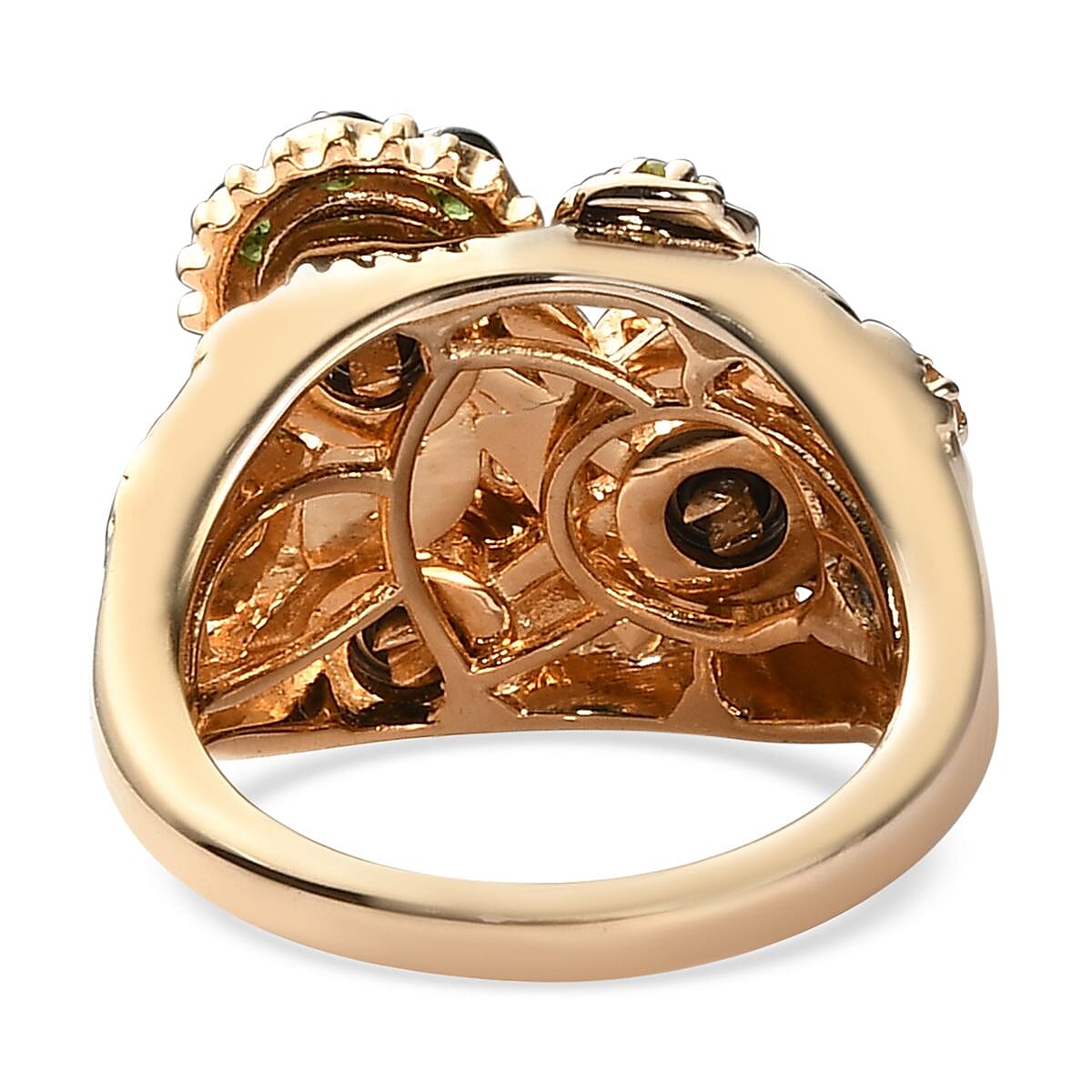 GP Italian Garden Collection Multi-Tourmaline Spinner Ring in Vermeil Yellow Gold Over Sterling Silver (Size 10.0) 1.75 ctw