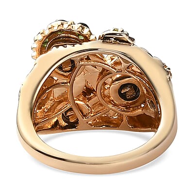 GP Italian Garden Collection Multi-Tourmaline Spinner Ring in Vermeil Yellow Gold Over Sterling Silver (Size 10.0) 1.75 ctw