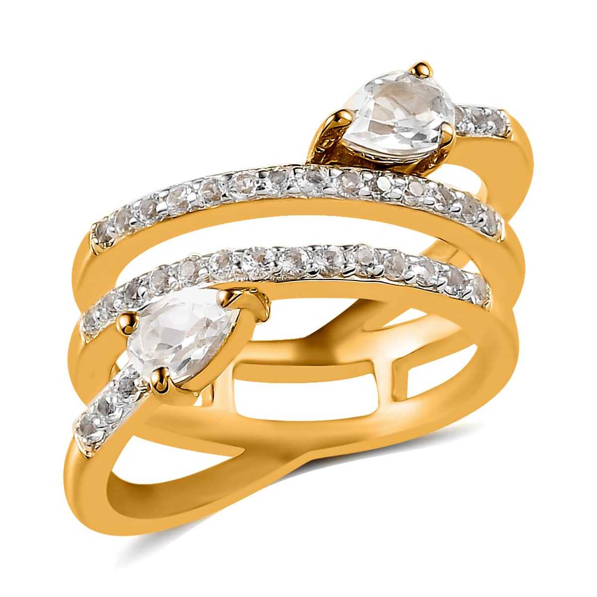 White Topaz Ring in Vermeil Yellow Gold Over Sterling Silver (Size 7.0) 1.60 ctw image number 0