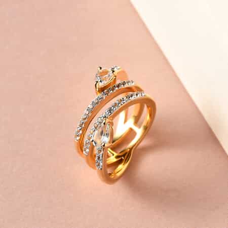 White Topaz Ring in Vermeil Yellow Gold Over Sterling Silver (Size 7.0) 1.60 ctw image number 1