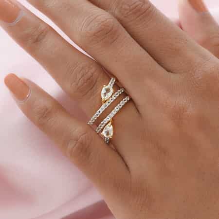 White Topaz Ring in Vermeil Yellow Gold Over Sterling Silver (Size 7.0) 1.60 ctw image number 2