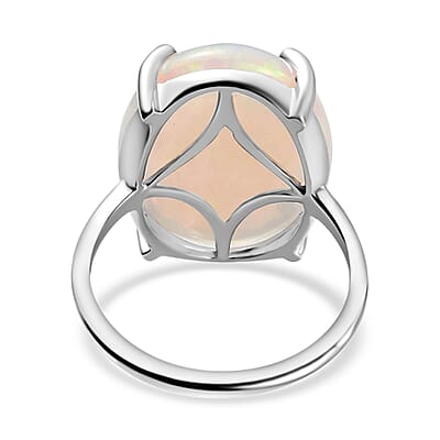 Iliana 18K White Gold AAA Ethiopian Welo Opal Solitaire Ring (Size 10.0) 3.80 Grams 10.00 ctw