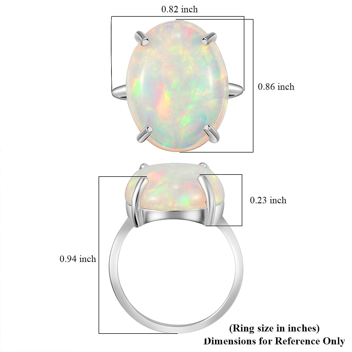 Iliana 18K White Gold AAA Ethiopian Welo Opal Solitaire Ring (Size 10.0) 3.80 Grams 10.00 ctw