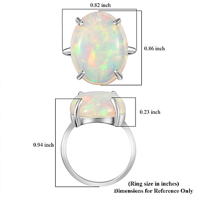 Iliana 18K White Gold AAA Ethiopian Welo Opal Solitaire Ring (Size 10.0) 3.80 Grams 10.00 ctw