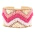Pink Glass Seed Beaded Chevron Cuff Bracelet in Goldtone image number 0