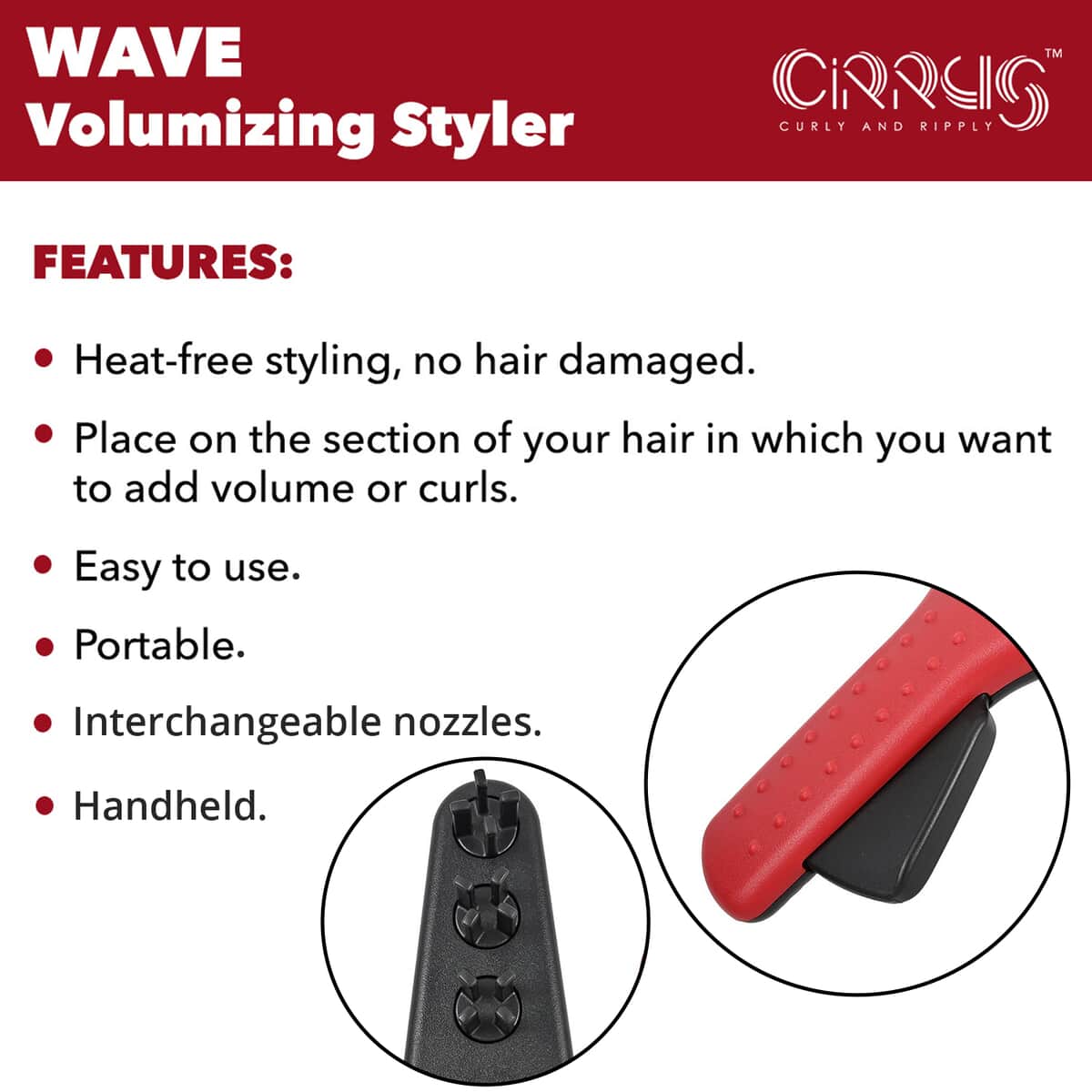 Cirrus Wave Volumizing Styler - Black & Red image number 2