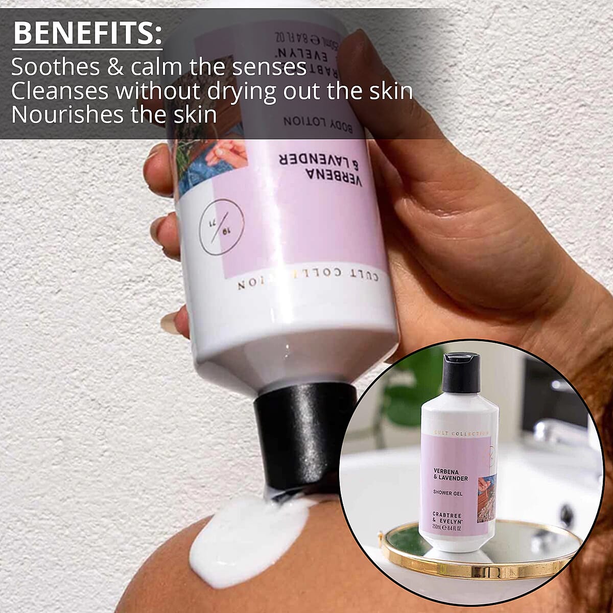 CLOSEOUT Crabtree & Evelyn Cult Collection Verbena & Lavender Shower Gel 8.4 Oz image number 2