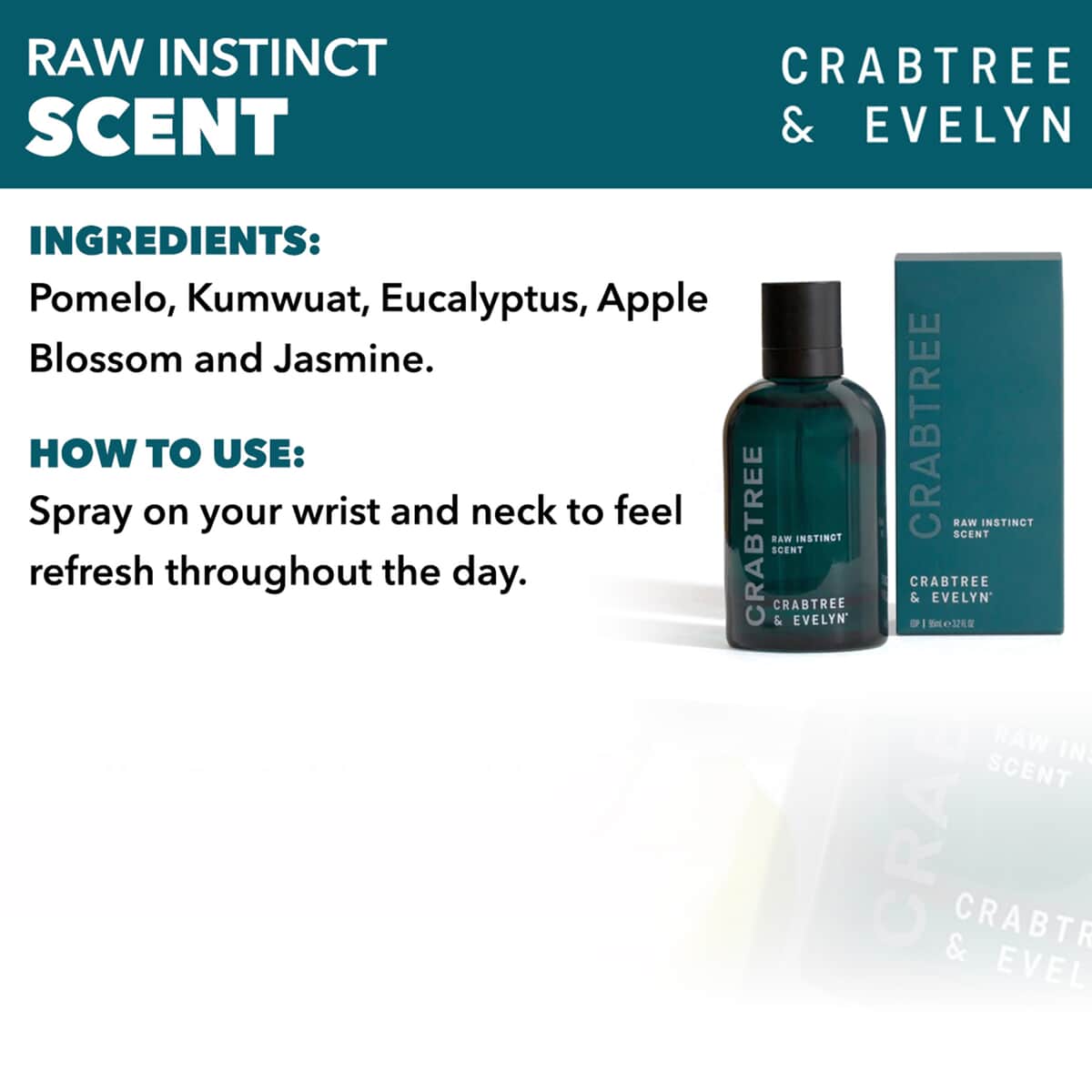 Closeout Crabtree & Evelyn Crabtree Raw Instinct Scent 95ML 3.2oz , Fresh Floral Perfumes for Women , Floral Fragrances , Women's Floral Perfume image number 3