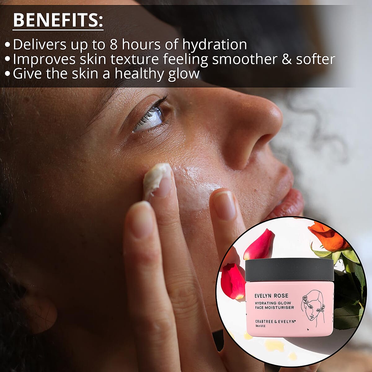 Closeout Crabtree & Evelyn Evelyn Rose Hydrating Glow Face Moisturizer 1.6Oz image number 2