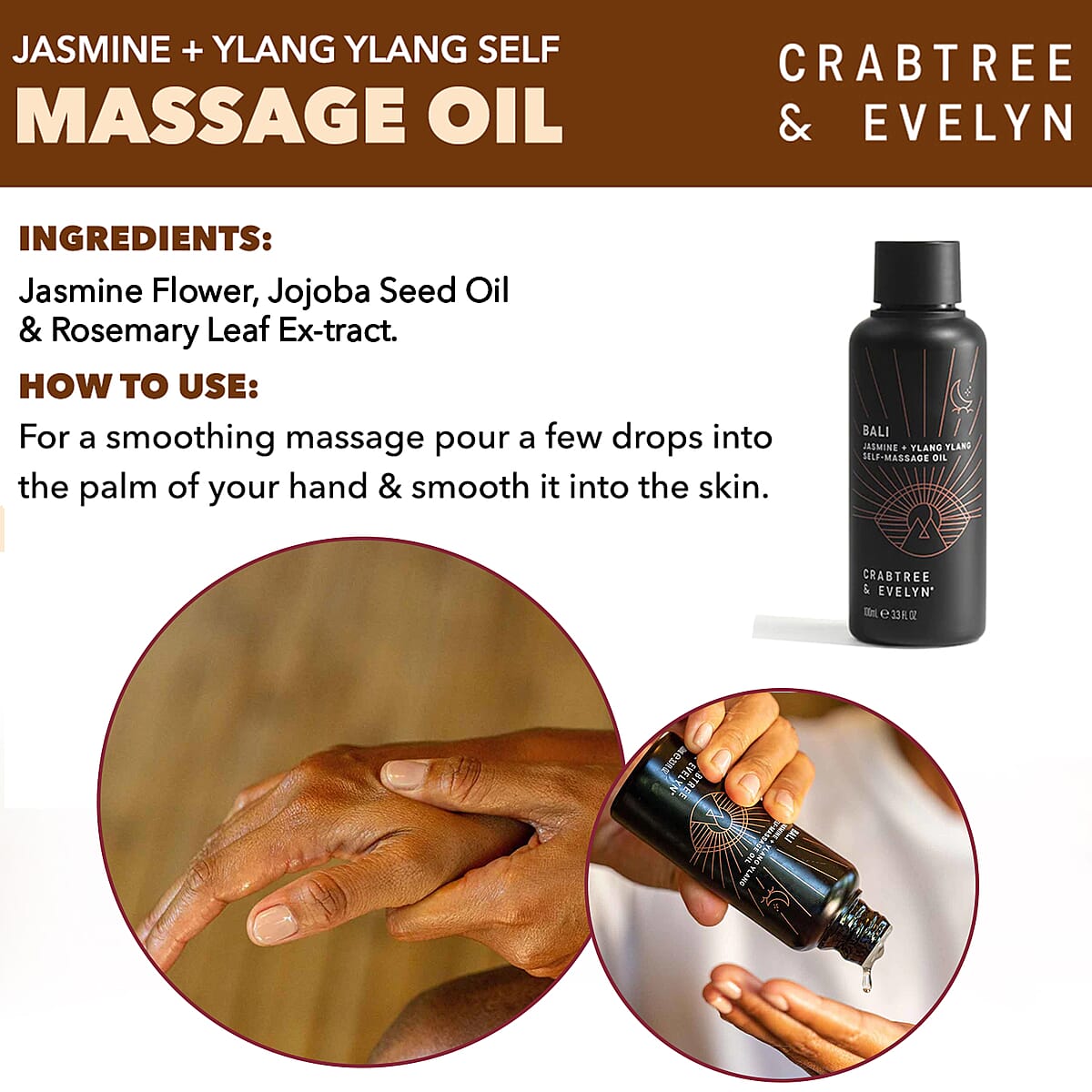 Closeout Crabtree & Evelyn Bali Jasmine & Ylang Ylang Self Massage Oil 3.3 Oz image number 3