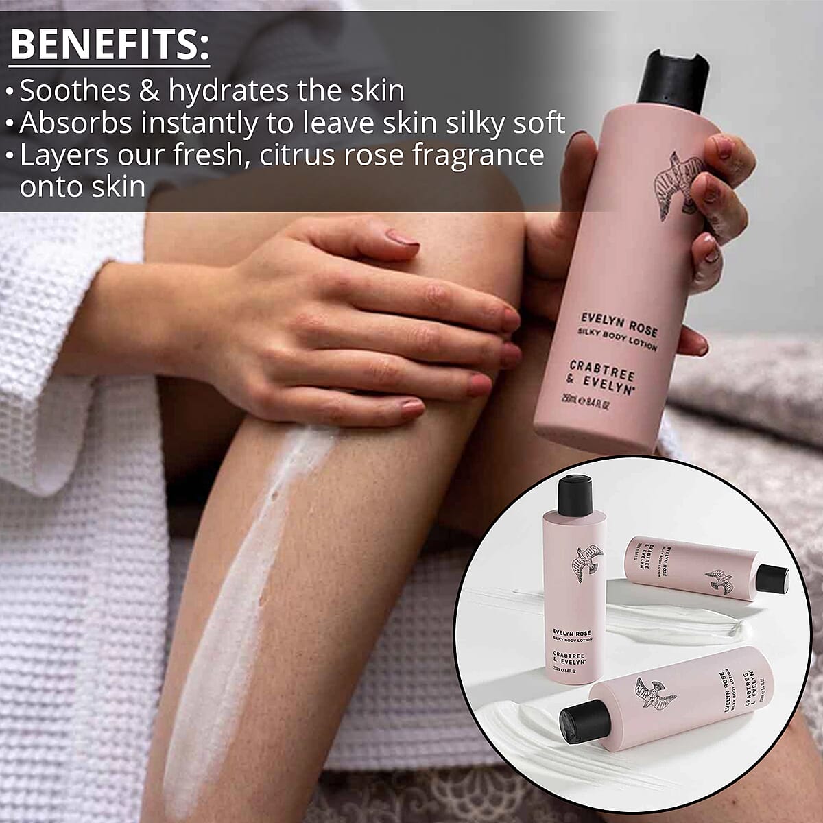 Closeout Crabtree & Evelyn Evelyn Rose Silky Body Lotion 8.4oz image number 2