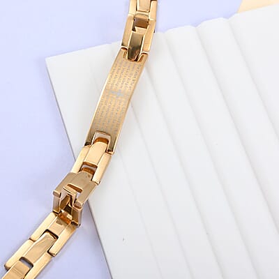 12mm Prayer Link Bracelet in ION Plated Yellow Gold Stainless Steel (8.00 In) 39.90 Grams