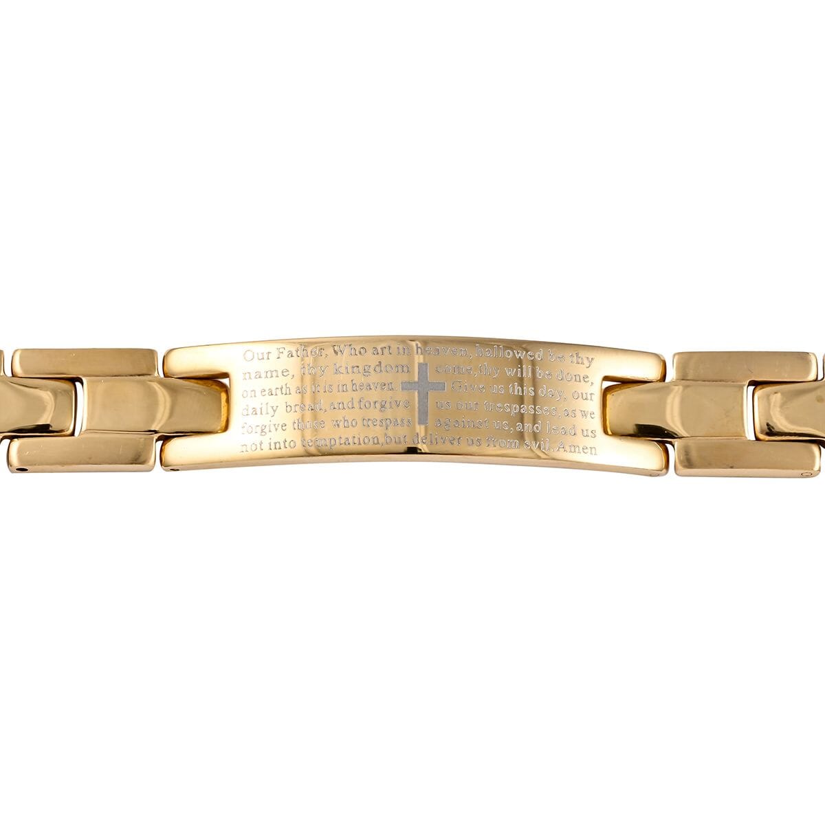 12mm Prayer Link Bracelet in ION Plated Yellow Gold Stainless Steel (8.00 In) 39.90 Grams image number 2
