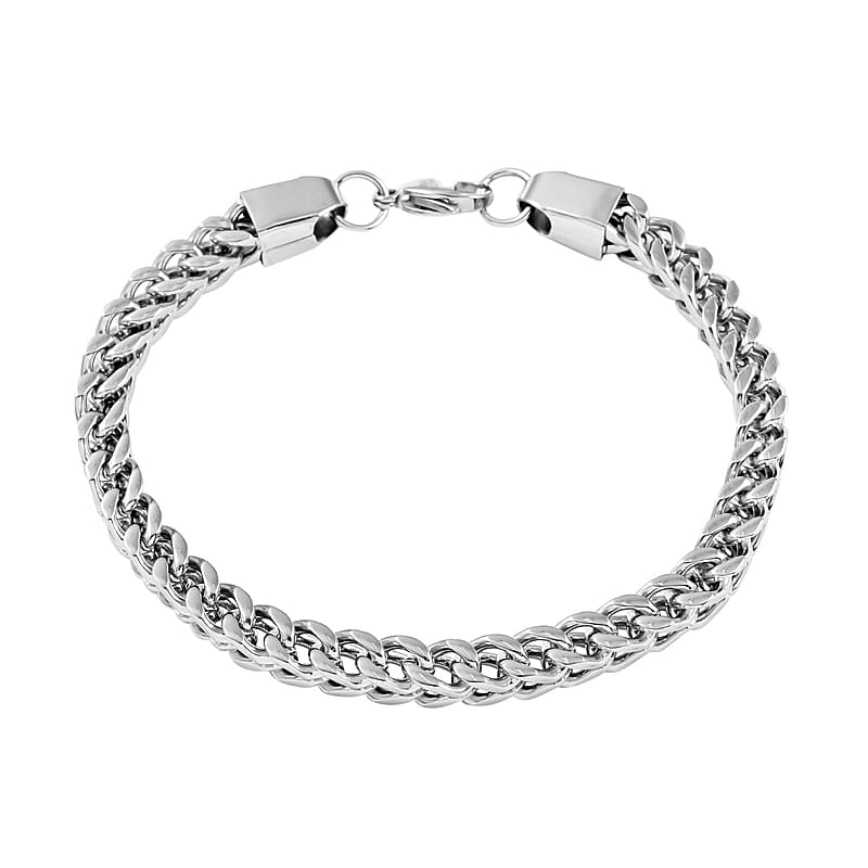 5.1mm Wheat Box Bracelet in Stainless Steel (8.00 In) (24.90 g) , Tarnish-Free, Waterproof, Sweat Proof Jewelry