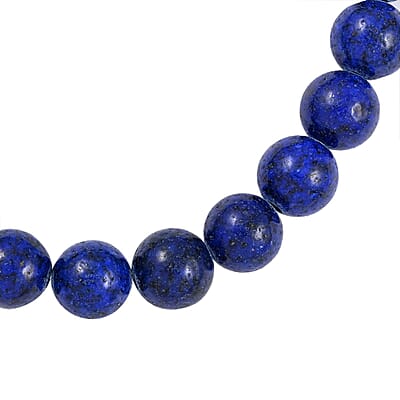 Lapis Lazuli Beaded Stretch Bracelet in Stainless Steel 60.50 ctw , Tarnish-Free, Waterproof, Sweat Proof Jewelry