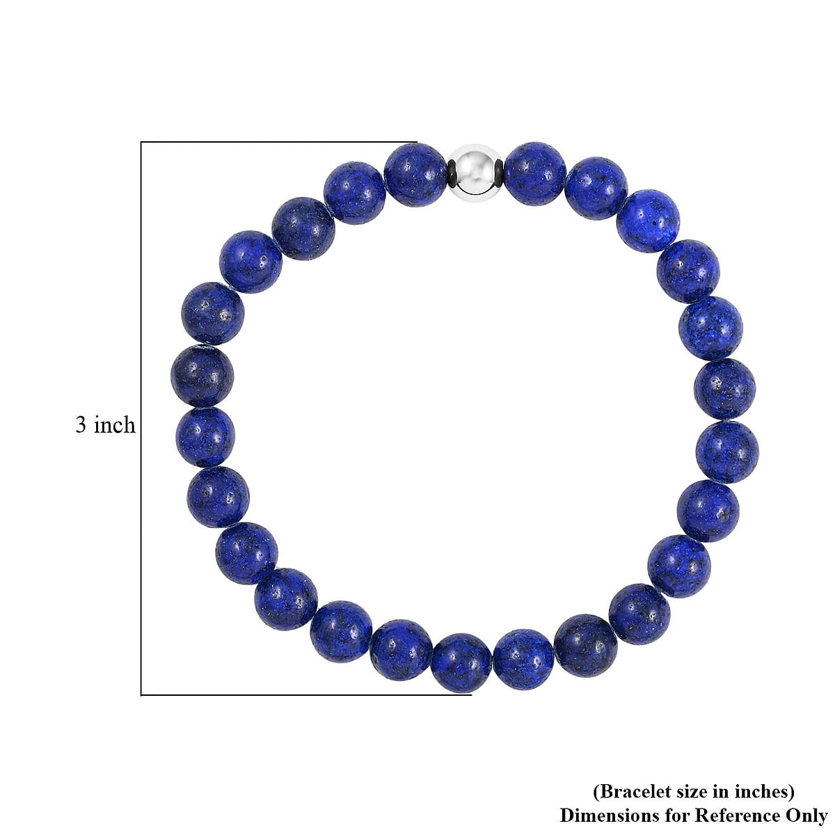 Lapis Lazuli Beaded Stretch Bracelet in Stainless Steel 60.50 ctw , Tarnish-Free, Waterproof, Sweat Proof Jewelry image number 3