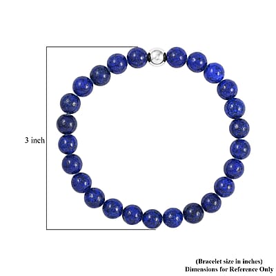 Lapis Lazuli Beaded Stretch Bracelet in Stainless Steel 60.50 ctw , Tarnish-Free, Waterproof, Sweat Proof Jewelry