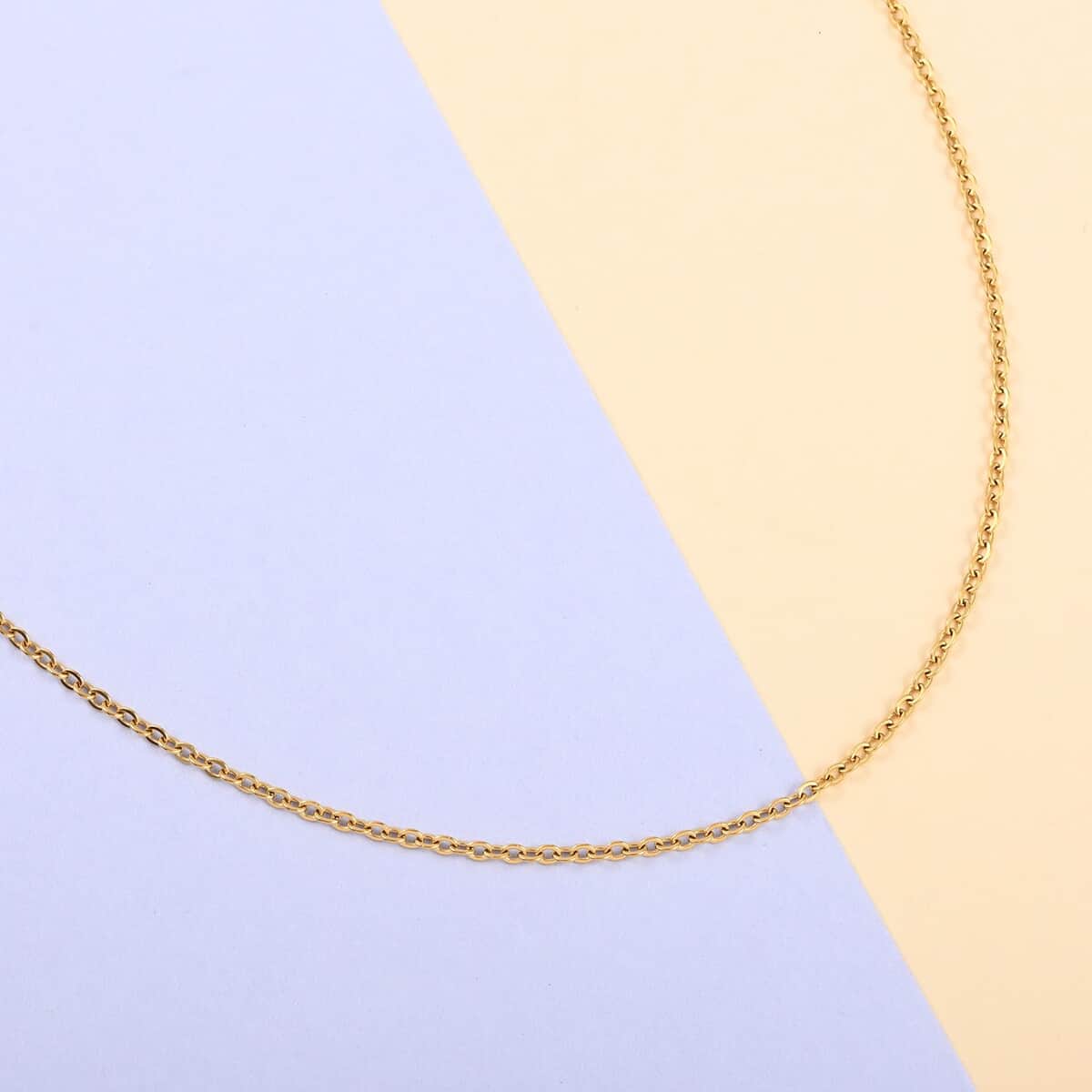 1.65mm Cable Link Necklace 18 Inches in ION Plated Yellow Gold Stainless Steel image number 1