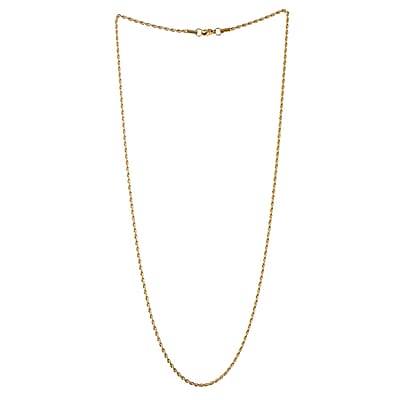 2mm Rope Necklace (24 Inches) in ION Plated YG Stainless Steel , Tarnish-Free, Waterproof, Sweat Proof Jewelry