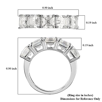 D'Joy Asscher Cut Moissanite 3.35 ctw  5 Stone Ring Platinum Over Sterling Silver Ring (Size 6.0)