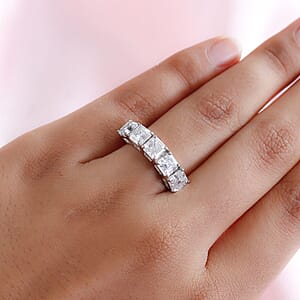 D'Joy Asscher Cut Moissanite 3.35 ctw  5 Stone Ring Platinum Over Sterling Silver Ring (Size 7.0)