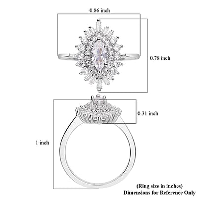 Simulated Diamond Cocktail Ring in Silvertone (Size 10.0) 1.85 ctw