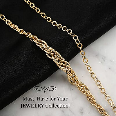 Maestro Gold Collection Italian 14K Yellow Gold Twisted Link Necklace, Gold Necklace, Gold Gifts For Her 6.3mm 2.80 Grams