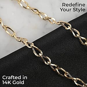 Maestro Gold Collection  Italian 14K Yellow Gold Wave Grumetta Chain Necklace (18-20 Inches) (4.6mm, 4.23 Grams)