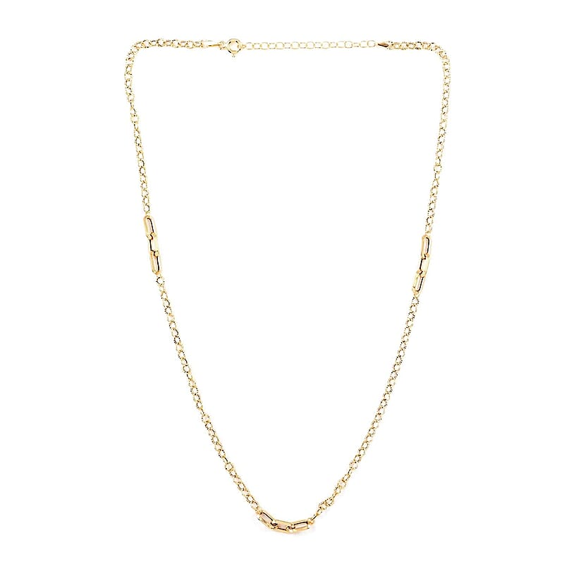 Maestro Gold Collection Italian 14K Yellow Gold 4.7mm Paper Clip Station Necklace 18-20 Inches 2.1 Grams