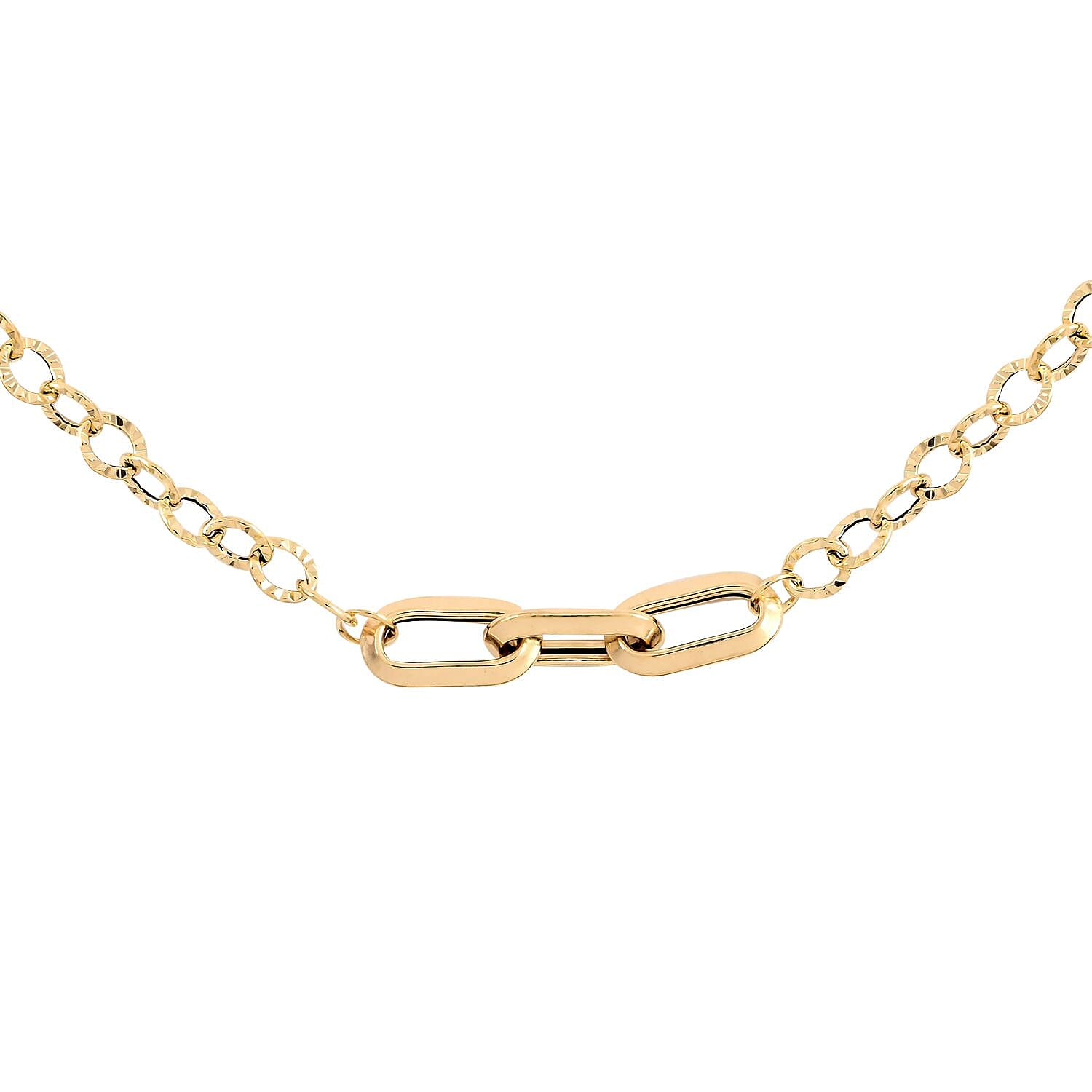 Maestro Gold Collection Italian 14K Yellow Gold 4.7mm Paper Clip Station Necklace 18-20 Inches 2.1 Grams