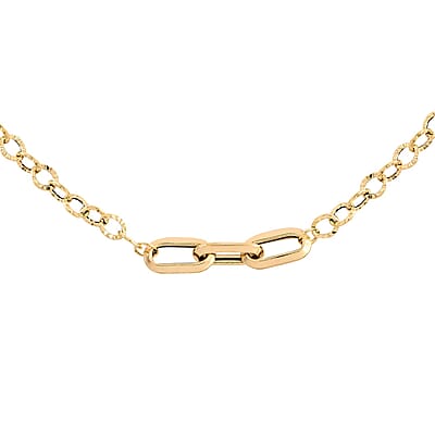 Maestro Gold Collection Italian 14K Yellow Gold 4.7mm Paper Clip Station Necklace 18-20 Inches 2.1 Grams