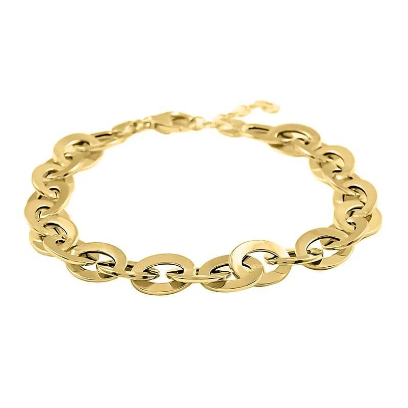Italian 14K Yellow Gold Mirror Rolo Bracelet, Gold Bracelet, Gold Jewelry 8.2mm  (7.0-8.0 Inch) 3.5 Grams