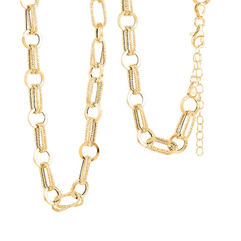 Ankur Treasure Chest Italian 10K Yellow Gold Rolo Chain Necklace, Double Finish Twin Rolo Necklace, Gold Rolo Necklace, 18 Inches Necklace 6.00 Grams
