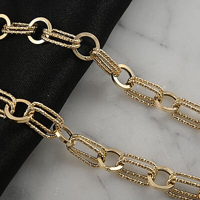 Ankur Treasure Chest Italian 10K Yellow Gold Rolo Chain Necklace, Double Finish Twin Rolo Necklace, Gold Rolo Necklace, 18 Inches Necklace 6.00 Grams