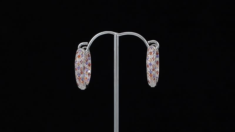 Simulated Black Diamond Hoop Earrings in Silvertone 3.65 ctw