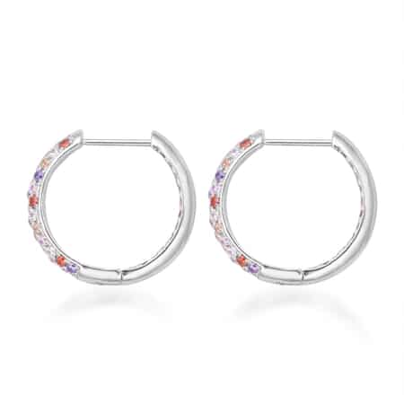 Simulated Multi Color Diamond Hoop Earrings in Silvertone 3.65 ctw image number 3